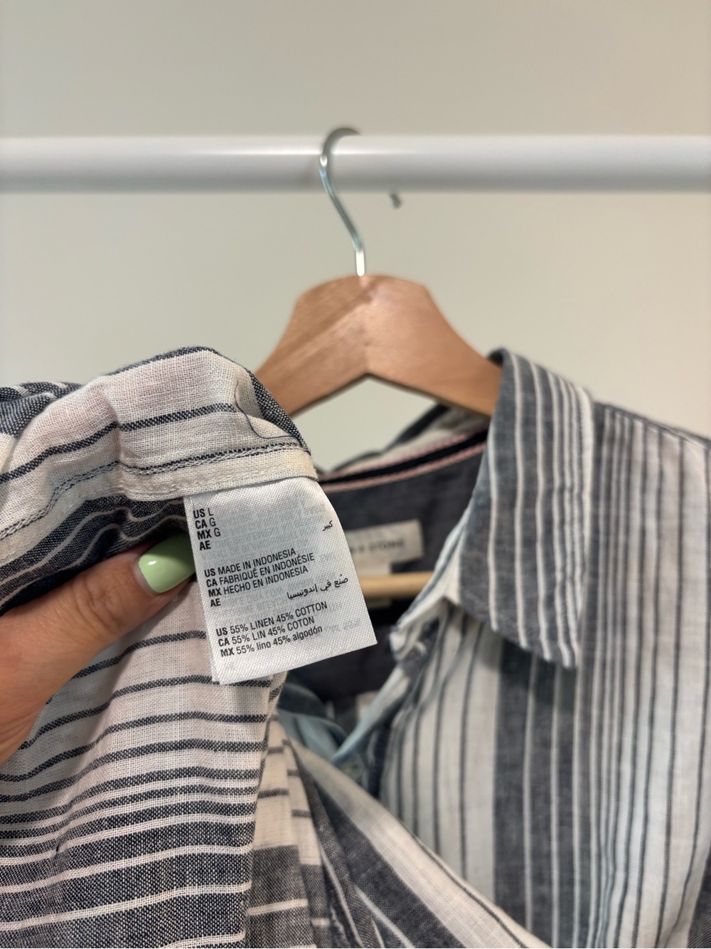Sun + Stone Short-Sleeve Vertical Stripe Button-Down Shirt - Black & White - Picture 8 of 9
